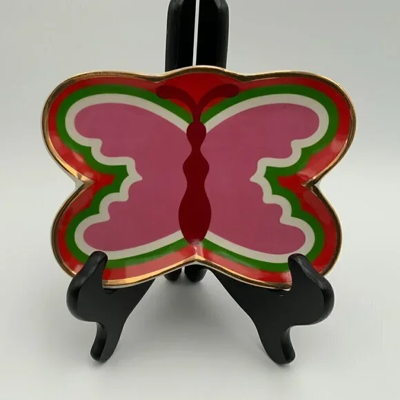 Pink Butterfly With Gold Trim Trinket Tray by Ban.do - Picture 4 of 5